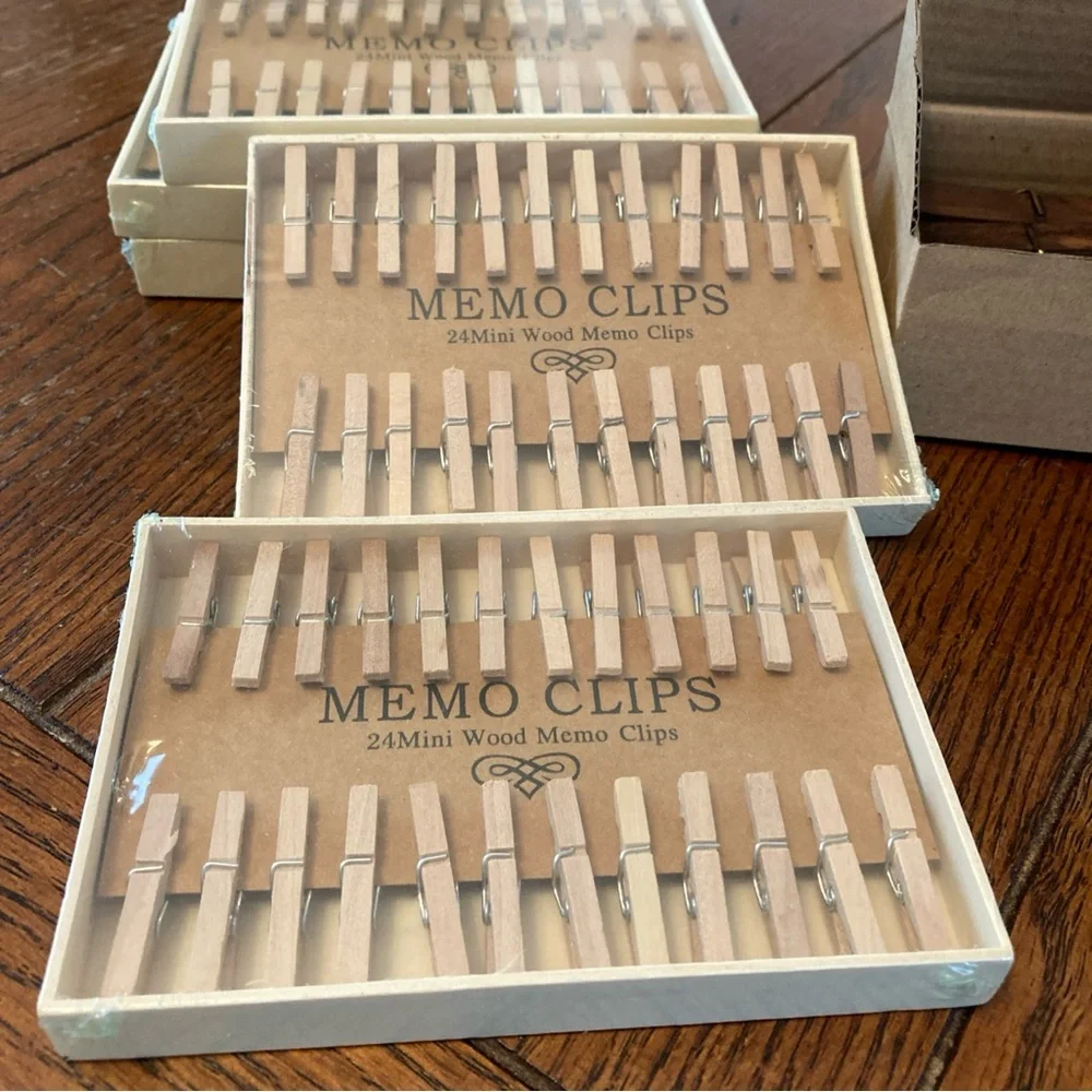 Wooden Memo Clips Set - Brown